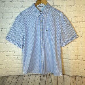 Lacoste Shirt Mens XL Cotton Blue White Button Down Shirt size 44 F5182